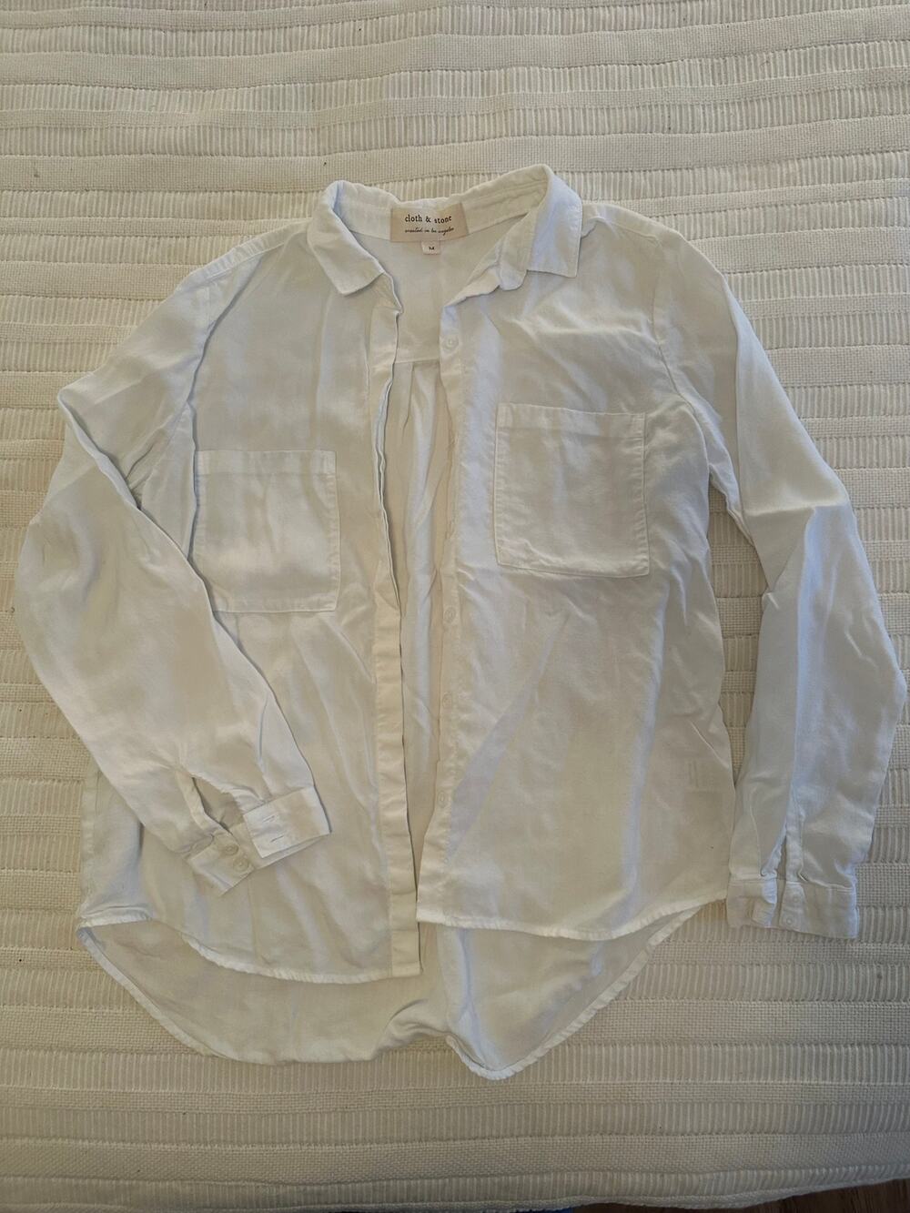 Anthropologie Cloth & Stone M White Tencel Button Up